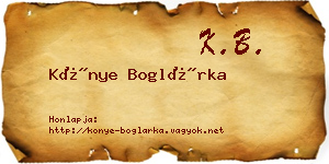 Könye Boglárka névjegykártya