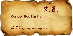 Könye Boglárka névjegykártya